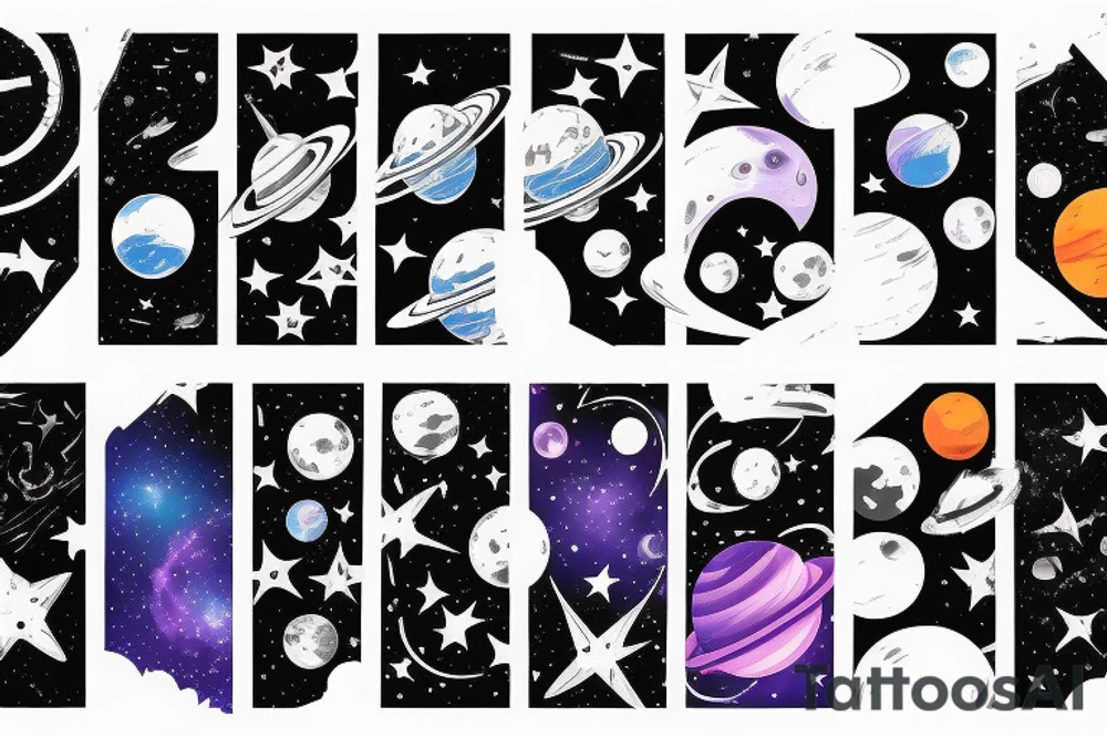 Outer space planets galaxy super nova tattoo idea