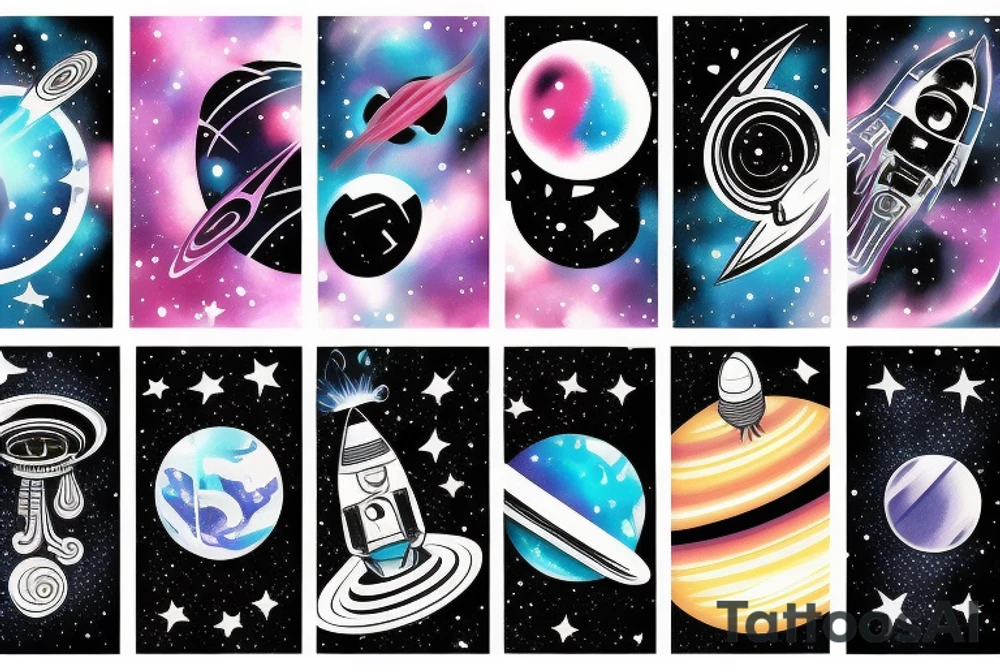 Outer space planets galaxy super nova tattoo idea