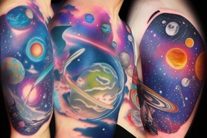 Outer space planets galaxy super nova tattoo idea