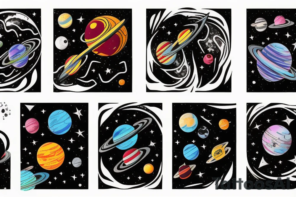 Outer space planets galaxy super nova tattoo idea