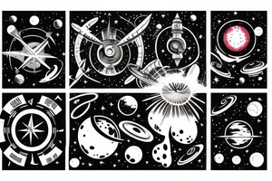 Outer space planets galaxy super nova compass time travel tattoo idea