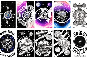 Outer space planets galaxy super nova compass time travel tattoo idea