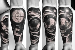 Outer space planets galaxy super nova compass time travel tattoo idea