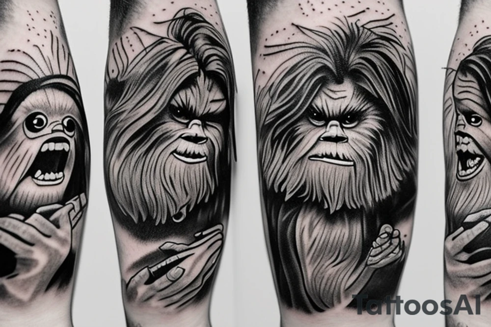desenho do personagem chewbaccado tattoo idea