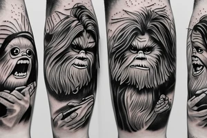 desenho do personagem chewbaccado tattoo idea