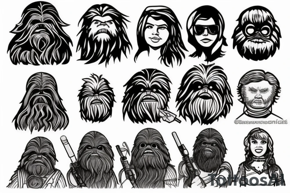 desenho do personagem chewbaccado tattoo idea