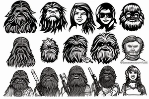 desenho do personagem chewbaccado tattoo idea