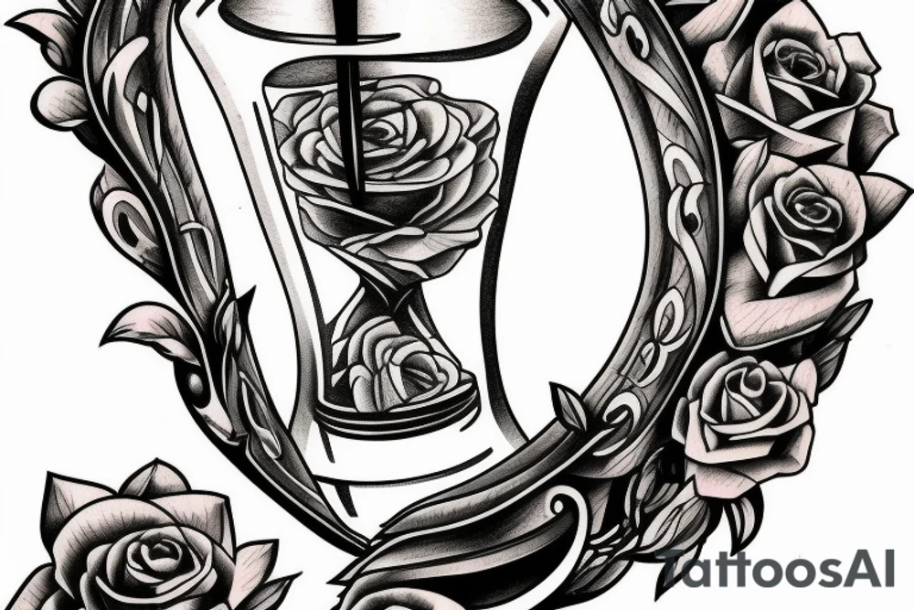 wood hourglass tattoo idea