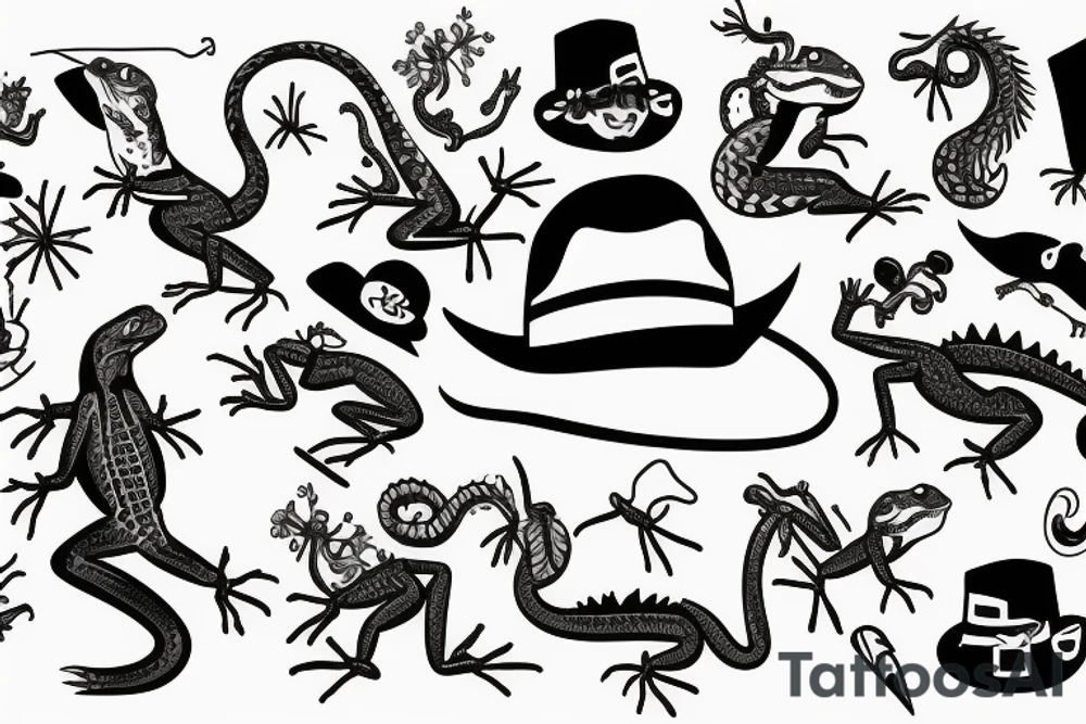 a lizard with hat tattoo idea