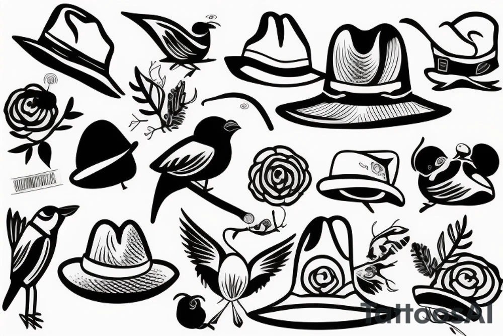 a bird wearing a hat tattoo idea