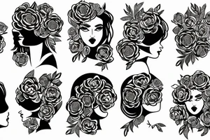 woman face and flowers tattoo idea