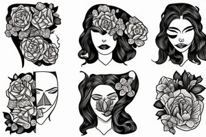 half woman face and half flowers tattoo idea