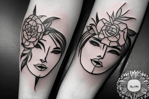 half woman face and half flowers tattoo idea