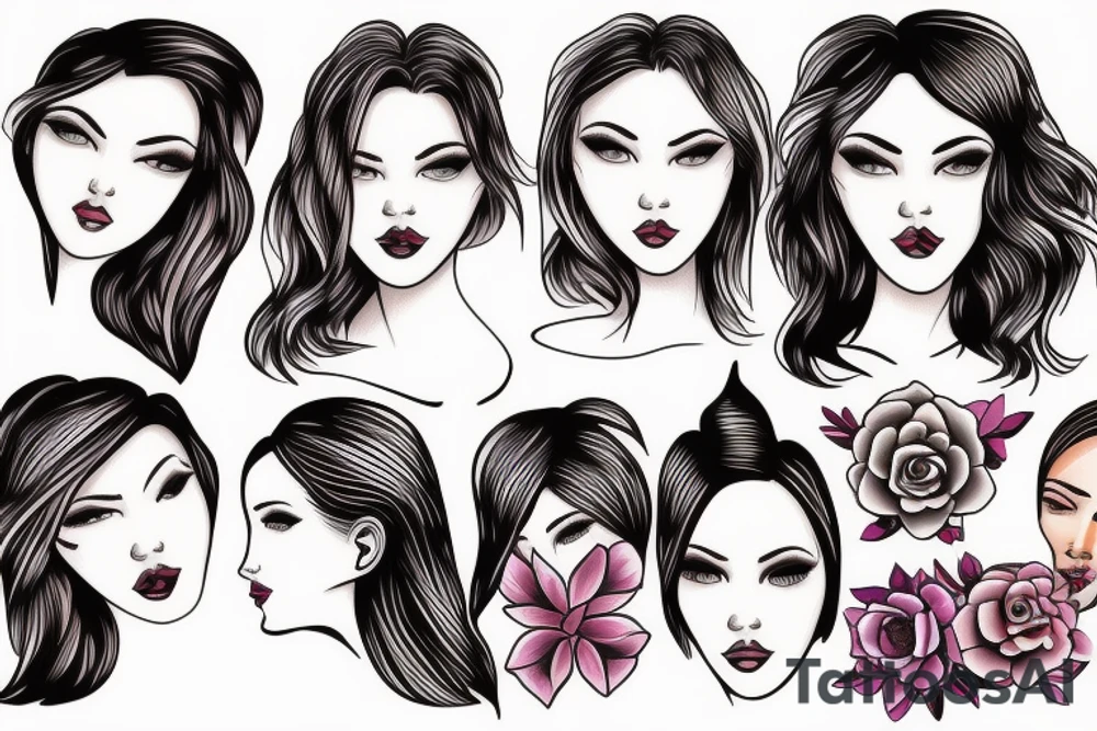 half woman beautiful face and half flowers tattoo idea