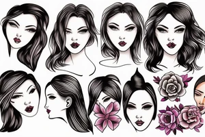 half woman beautiful face and half flowers tattoo idea