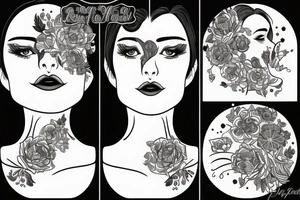 half woman beautiful face and half flowers tattoo idea