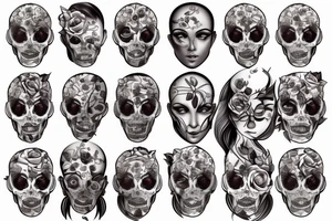 beautiful face and flowers tattoo idea