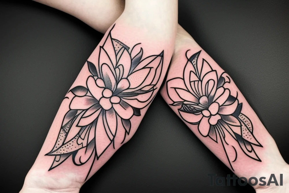 beautiful face and flowers tattoo idea