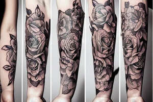 beautiful face, flowers, figures tattoo idea