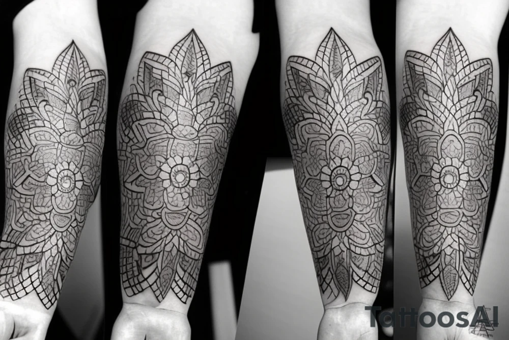 beautiful face and flowers, geometric figures tattoo idea