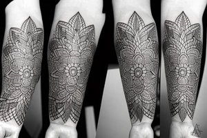 beautiful face and flowers, geometric figures tattoo idea