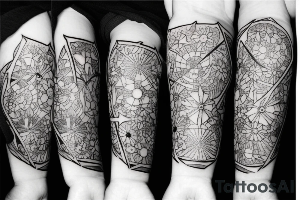 beautiful face and flowers and stars tattoo idea