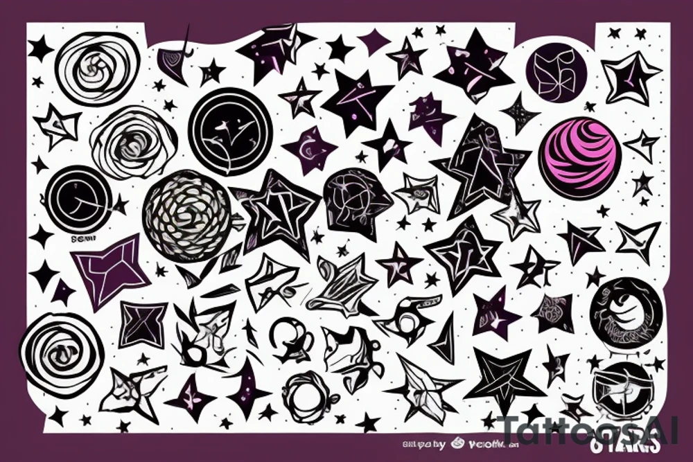 stars and face tattoo idea