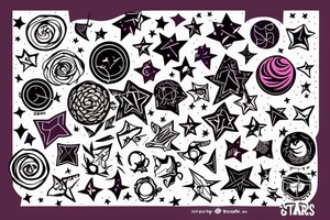 stars and face tattoo idea