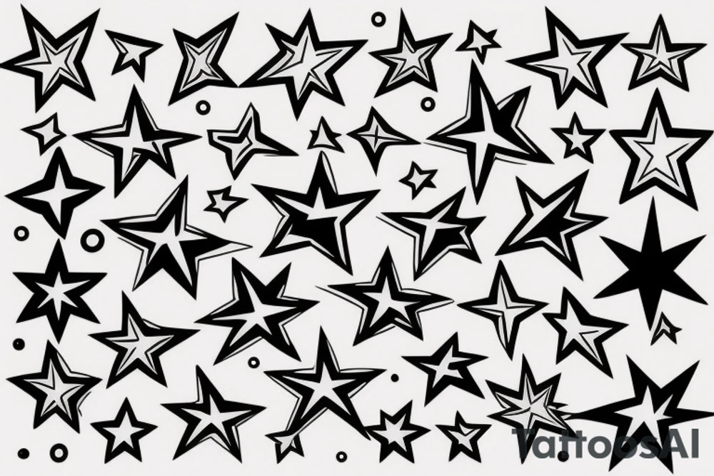stars and face tattoo idea