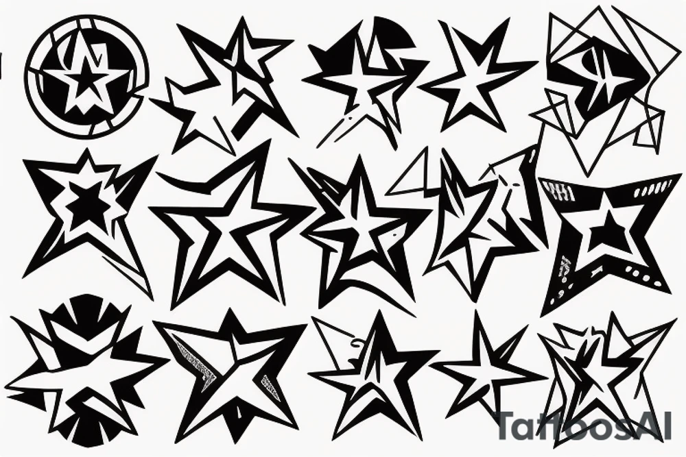 half face and stars tattoo idea