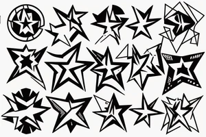 half face and stars tattoo idea