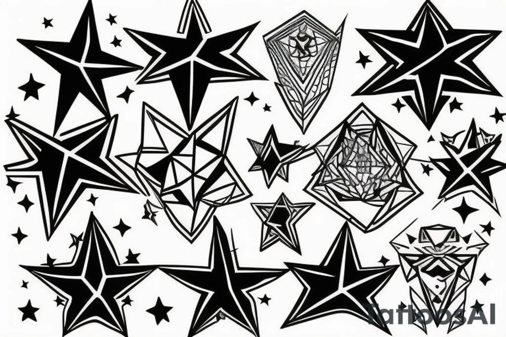 half face and stars tattoo idea