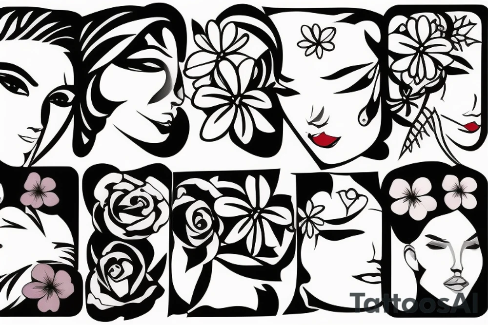 half face and flowers tattoo idea