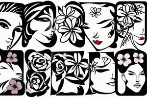 half face and flowers tattoo idea