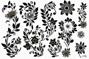 half face and flowers tattoo idea