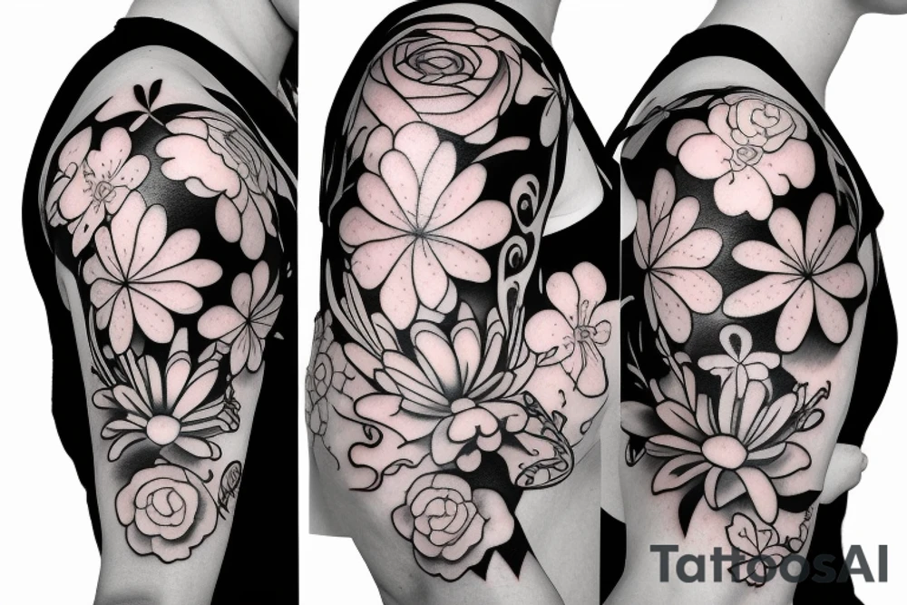 flowers and woman tattoo idea