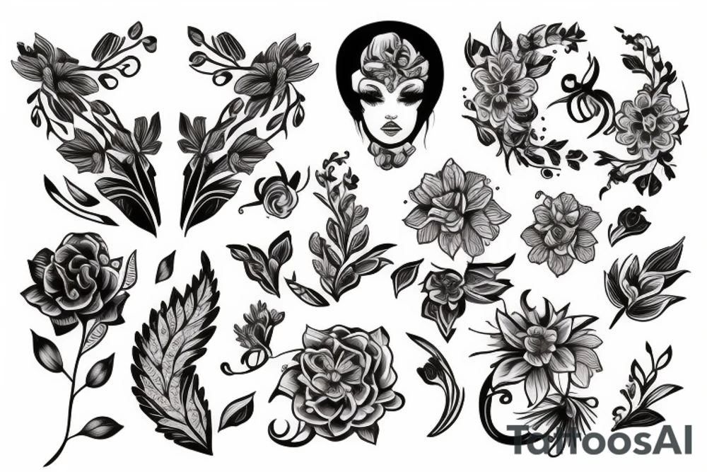 flowers and woman tattoo idea