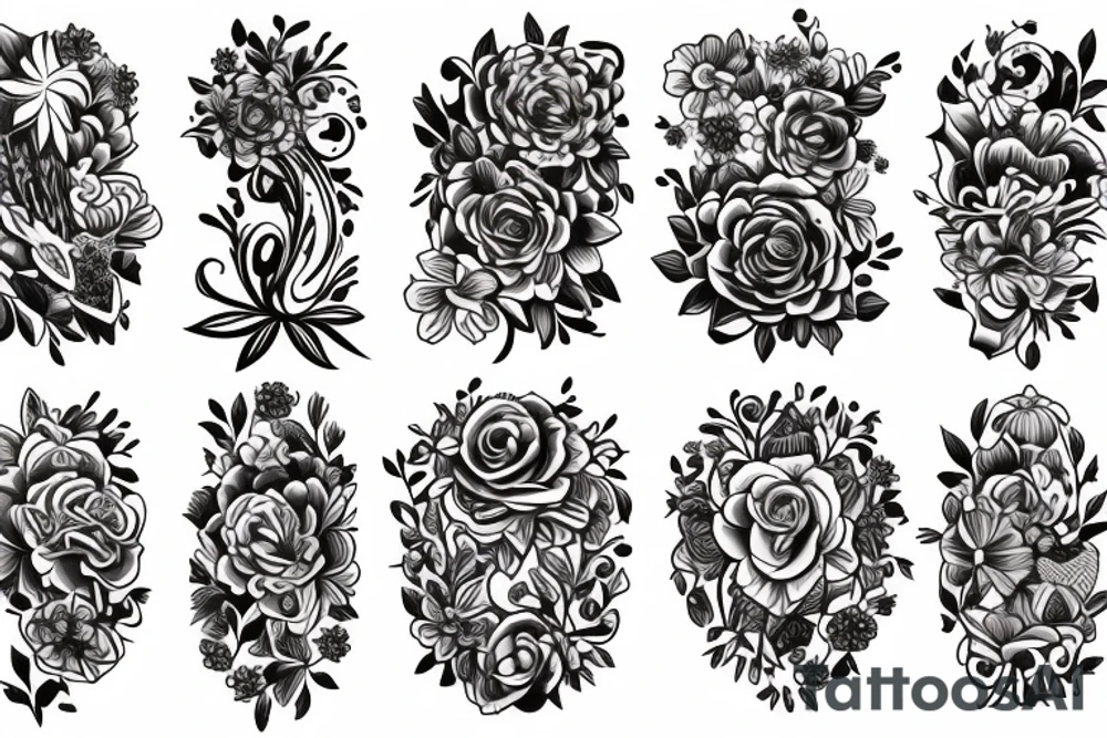 flowers and woman tattoo idea