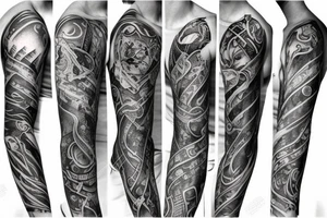 Sleeve tattoo. Wizards spellbook tattooed tattoo idea