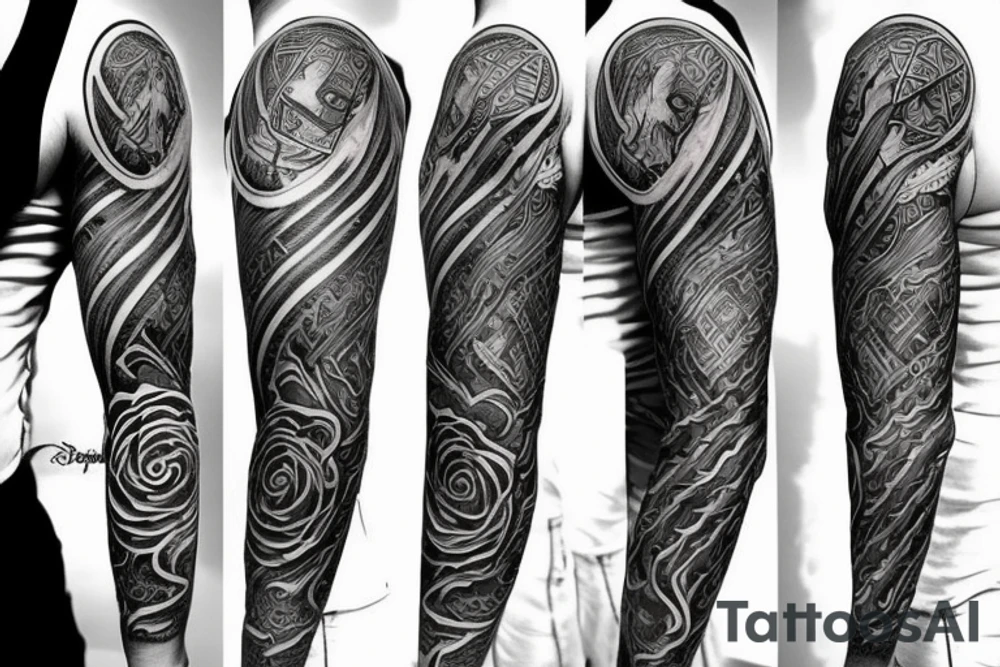 Sleeve tattoo. Wizards spellbook tattooed tattoo idea