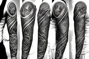Sleeve tattoo. Wizards spellbook tattooed tattoo idea