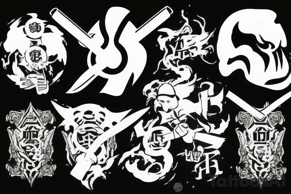 Wu Tang Hip Hop Logo with Chef Knives tattoo idea