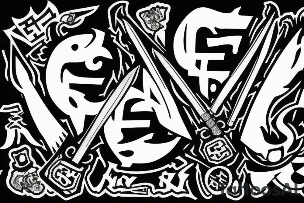 Wu Tang Hip Hop Logo with Chef Knives tattoo idea