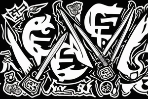 Wu Tang Hip Hop Logo with Chef Knives tattoo idea