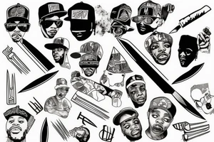 90s Hip Hop mixed with Chef Knives tattoo idea