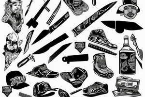 90s Hip Hop mixed with Chef Knives tattoo idea