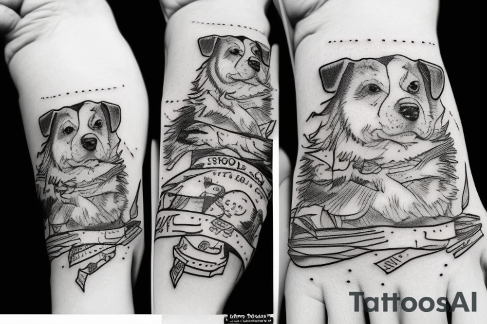 Skiing dog tattoo idea