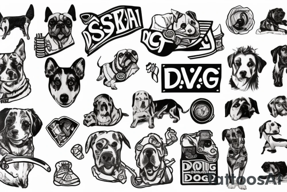 Skiing dog tattoo idea
