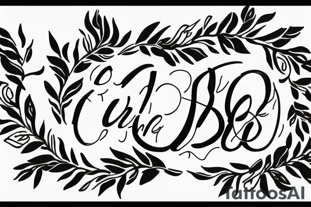 Olive branch with initials OE incorporated into the design tattoo idea