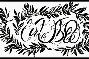 Olive branch with initials OE incorporated into the design tattoo idea